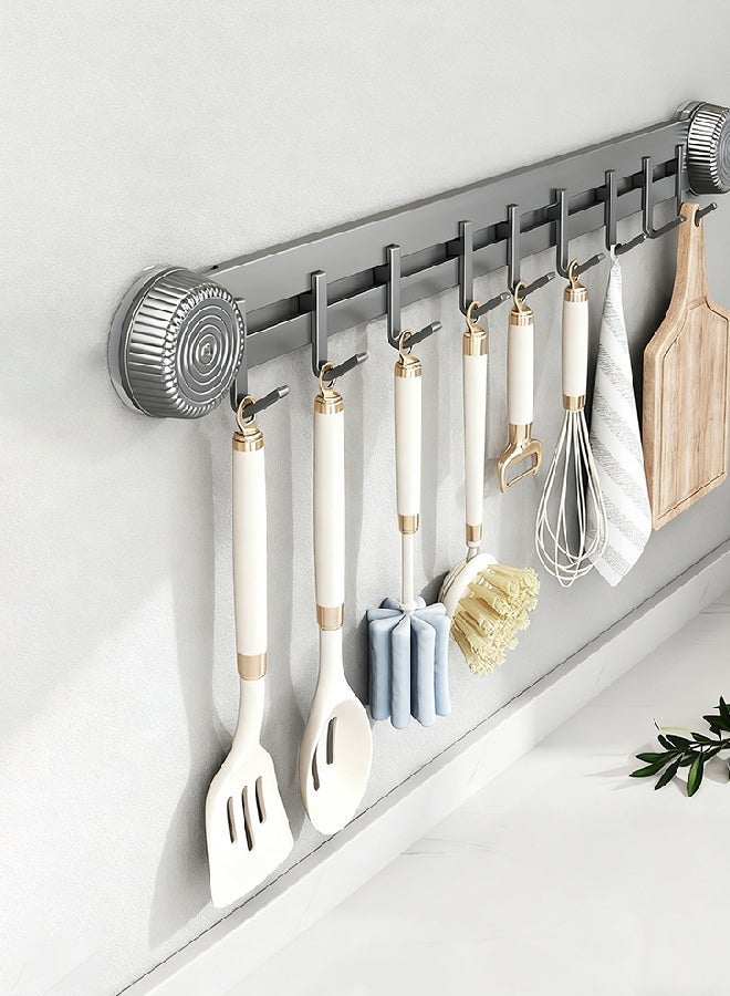 Over the Door Hook Rack with 9 Hooks, Versatile Suction Cup Door Hanger for Coats, Towels, Bags, Keys, Ideal for Bathroom, Kitchen， Bedroom, Behind Back of Door Grey - Image 2